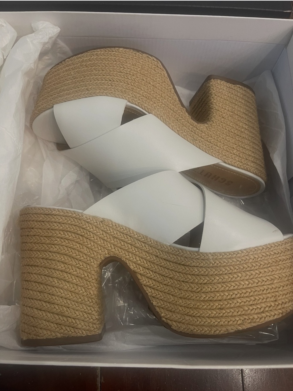 SCHUTZ White Leather Platform Sandals - Picture 3 of 5